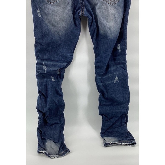 Heritage America Jeans Mens 40x34 Blue Distressed Ripped Denim Faded 5-Pocket - Picture 5 of 11
